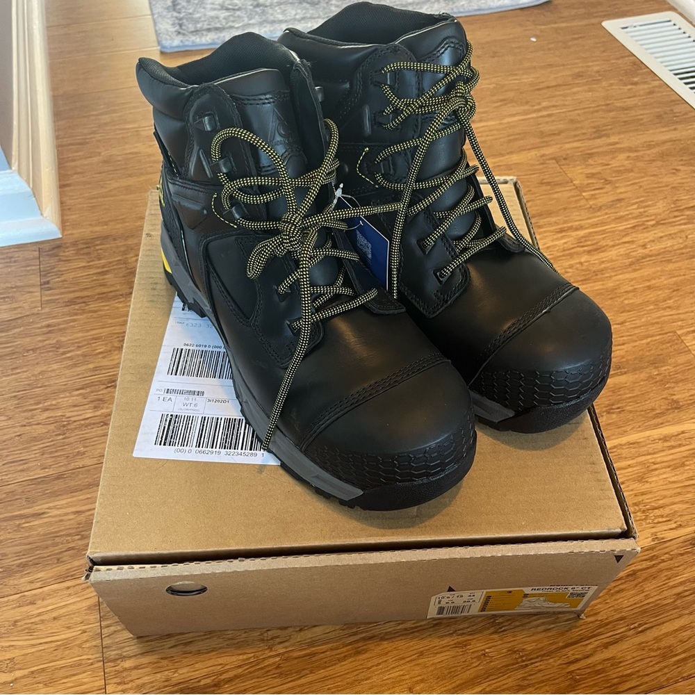 Ace Heavy-duty Black Work Boots With Yellow Accent